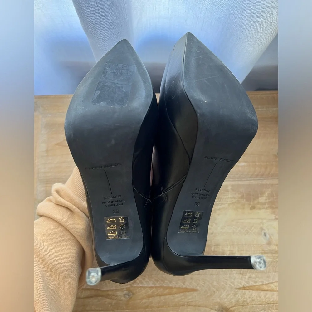 Black Suede Studio Winnie Pointed Toe Platform Stiletto Bootie New - Picture 7 of 9